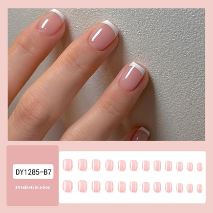 Buy Center Handpicked- Simple White French Fake Nails Jelly Glue Style