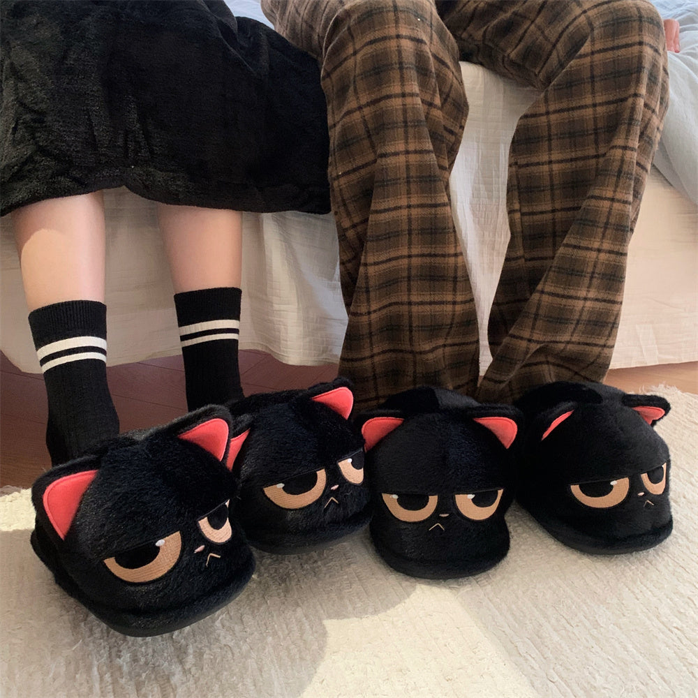 Angry Little Black Cat Cute Anti Slip Warm Furry Home Shoes | Toys, Kids & Babies2 | Buy Center