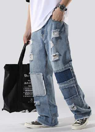 Pantalones holgados de papá para hombre de Ins French Overol