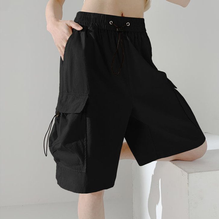 Fresh on the Scene at Buy Center: Women's Casual Sports Loose Wide Leg Middle Pants Black