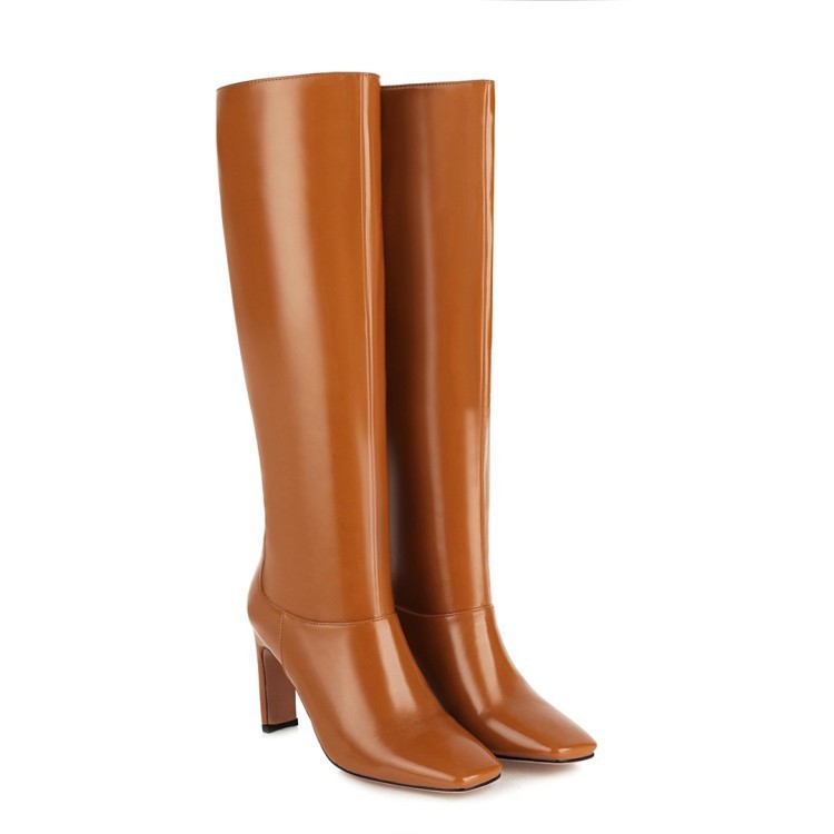 European And American Plus Size Boots Thick Heel Below The Knee Buy Center