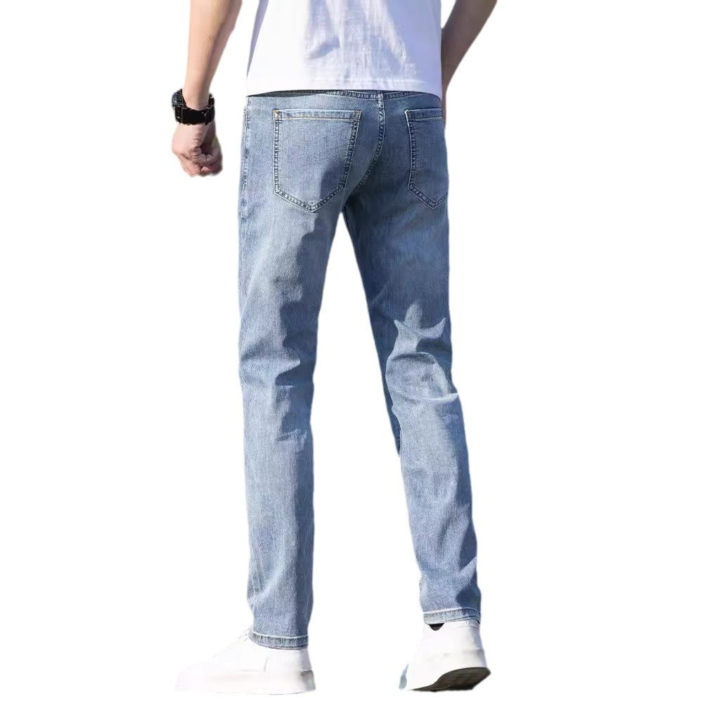 Summer Thin Jeans Men's Slim-fit Straight Trousers Buy Center