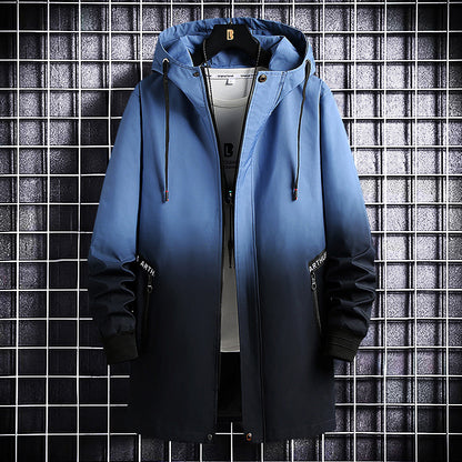 Spring And Autumn Trendy Men's Clothing All-matching Hooded Trench Coat