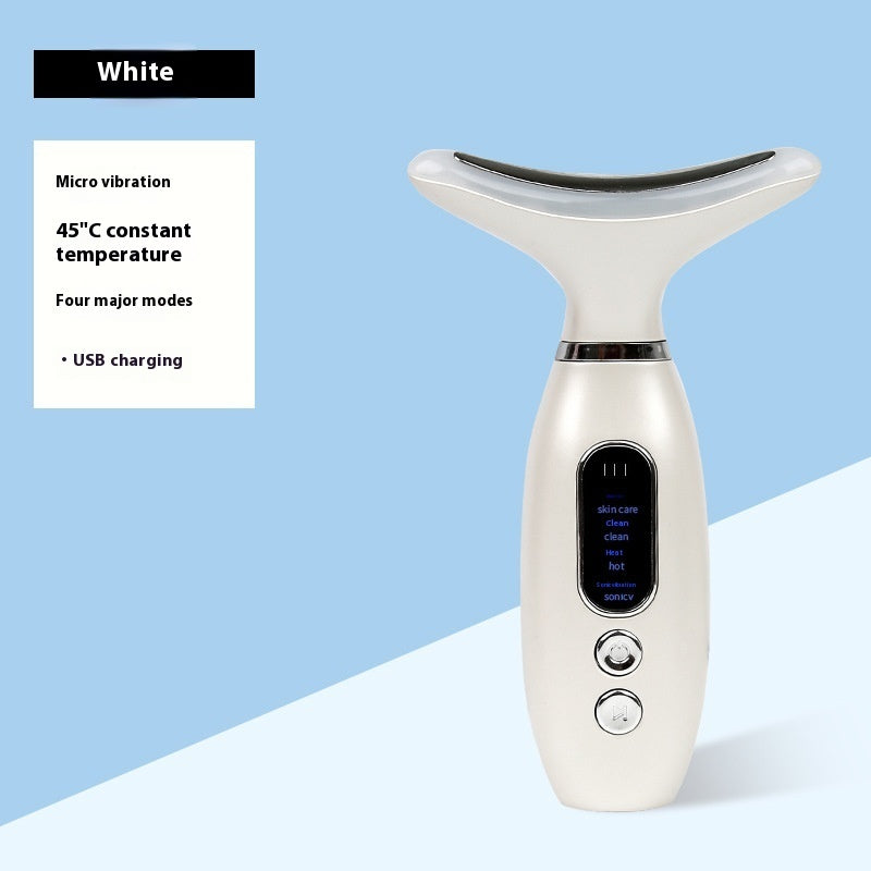 Buy Center Hot Pick-Neck Beauty Instrument Charging Color Light V Face Massage Instrument Rechargeable White