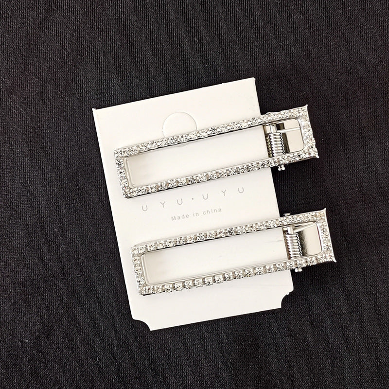 Just Arrived at Buy Center: 8cm Large Rectangular Metal Barrettes Rhinestone