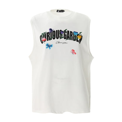 Newly Released at Buy Center: Letter Printed Waistcoat T-shirt For Men And Women White