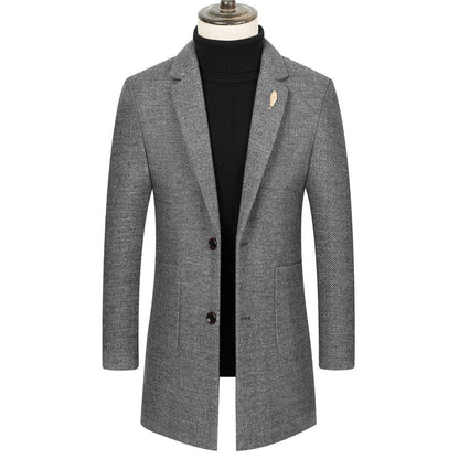 Manteau en cachemire coupe slim à chevrons et revers pour homme