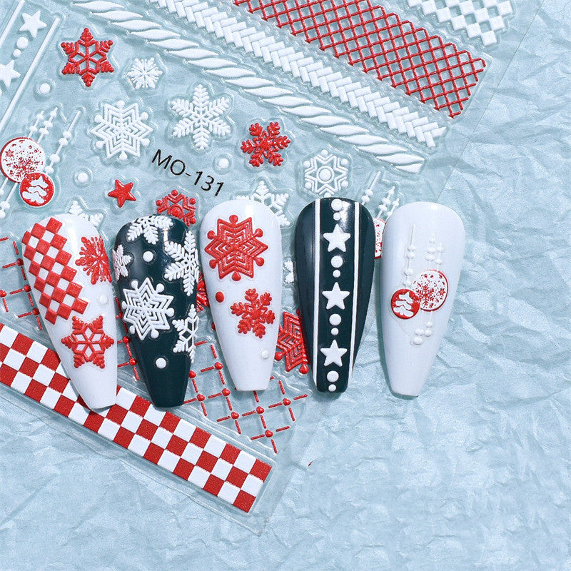 Christmas Relief Nail Stickers Paper Tape Adhesive Waterproof