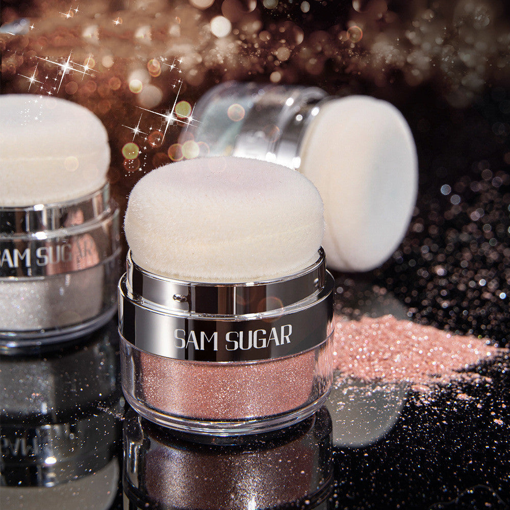 Buy Center Handpicked- SAM SUGAR Air Cushion Highlight Glitter Powder Multifunctional Three-dimensional Repair Brightening Shimmer Eyeshadow Body Pat Powder