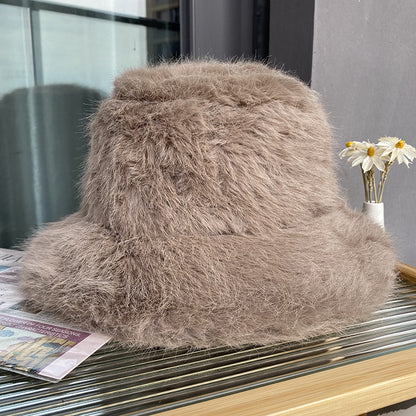 Imitation Fur Women's Autumn And Winter Wild Long Fur Bucket Hat Buy Center