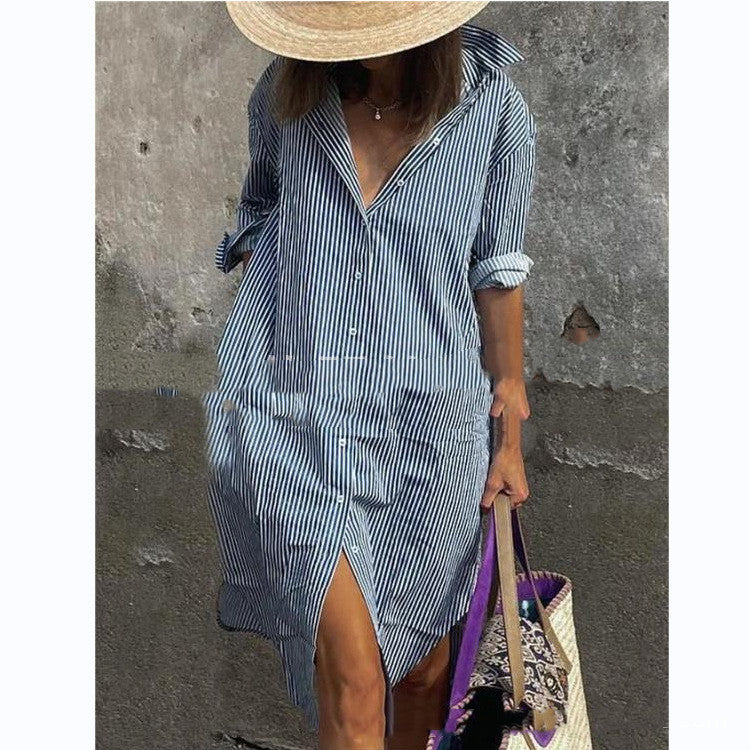 Hot New Items at Buy Center: Women's SpringSummer Wide Hem Printed Dress Blue