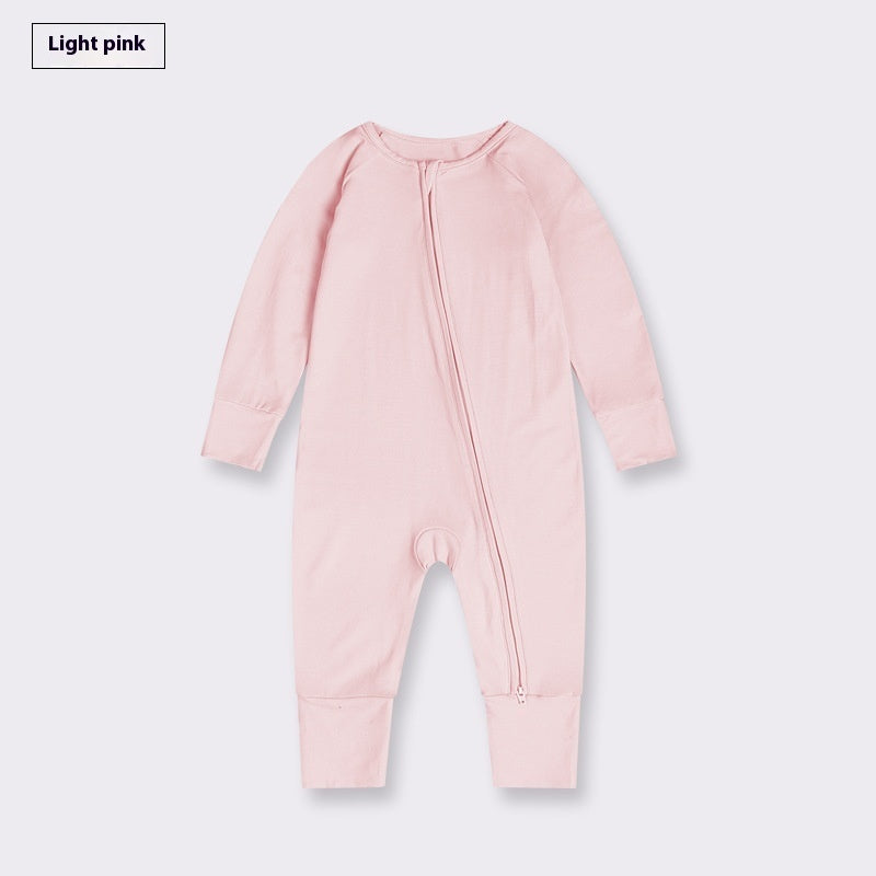 Hot New Items at Buy Center: Bamboo Fiber Baby Jumpsuit Baby Zipper Pajamas Light Pink