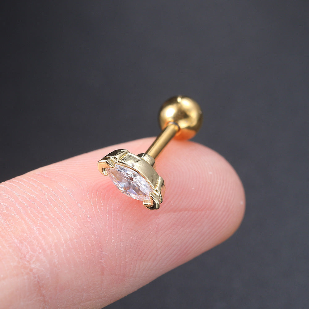 Puncture Ear Bone Stud Female Fine Zircon-embedded Earrings Buy Center