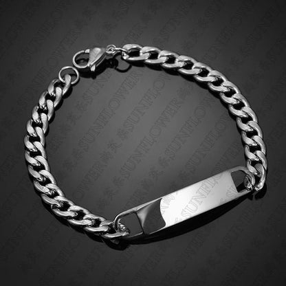 Buy Center Hot Pick-DIY Laser Engraved Stainless Steel Couple Bracelet Bracelet Jewelry Silver