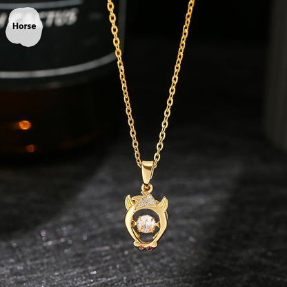 Buy Center Deal-Ins Zodiac Smart Necklace Micro-inlaid Horse 18K Gold Plating