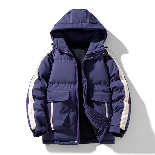 Winter Men's Cotton-padded Coat Outdoor Teen Hooded Purple