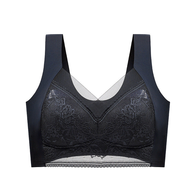 Just Arrived at Buy Center: Lace Vest, Seamless Ice Silk Push-up, Breathable, Thin Bra, Beautiful Back, Big Breasts, Small Fixed Underwear