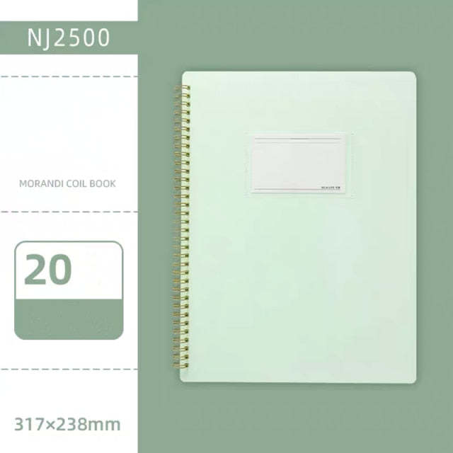 Now Available at Buy Center: Morandi Color A4 File Book Coil Interstitial Information Folder Bag Green 20pages