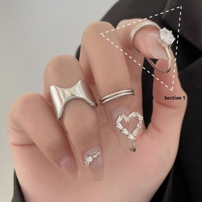 Hot New Items at Buy Center: Cross-border New Arrival Micro Inlaid Zircon Graceful Personality Wear Removable Fake Nail Tip Ring White K834