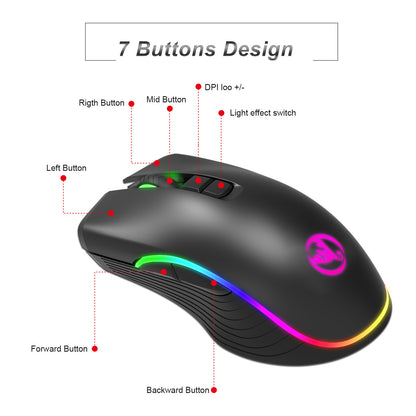 Trending Now at Buy Center: TYPE-C Interface Seven-button Gaming RGB Luminous Mouse