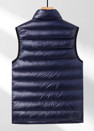 Gilet en duvet d'oie pour homme, chaud et assorti, épais et à la mode, col montant