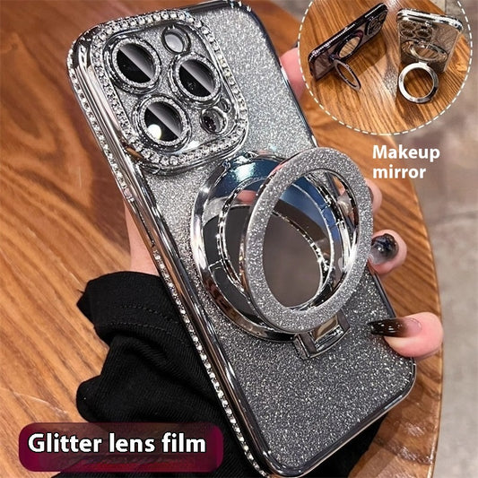 Just Arrived at Buy Center: Makeup Mirror Bracket Phone Case Glitter Protective Cover