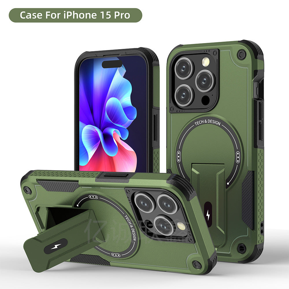 Just Arrived at Buy Center: 15 Phone Case Bundesliga Magnetic IPhone14Plus Invisible Bracket Army Green