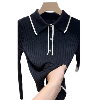 Buy Center Handpicked- Classic Style Autumn Knitted Bottoming Shirt Slim Fit Sweater