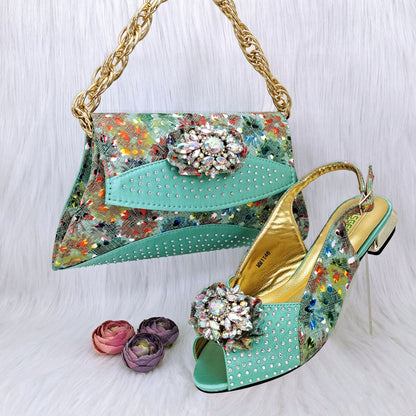 Mixed Color Flower Rhinestone Accessories Shoe Bag Low Heel Suit Buy Center