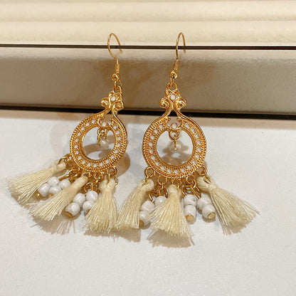 Buy Center Handpicked- Bohemian Retro Fashion Earrings For Women Ear Hook Gold White