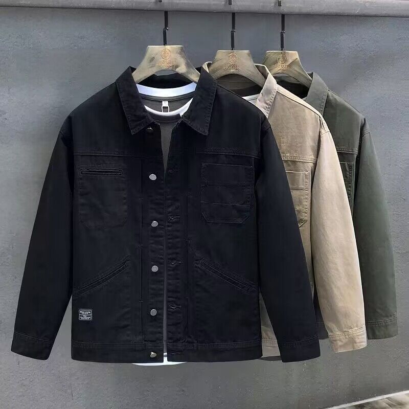 Newly Released at Buy Center: Spring And Autumn Leisure Short Solid Color Denim Coat Men's Business Shirt Jacket Simple Top