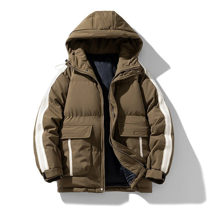 Winter Men's Cotton-padded Coat Outdoor Teen Hooded Tan