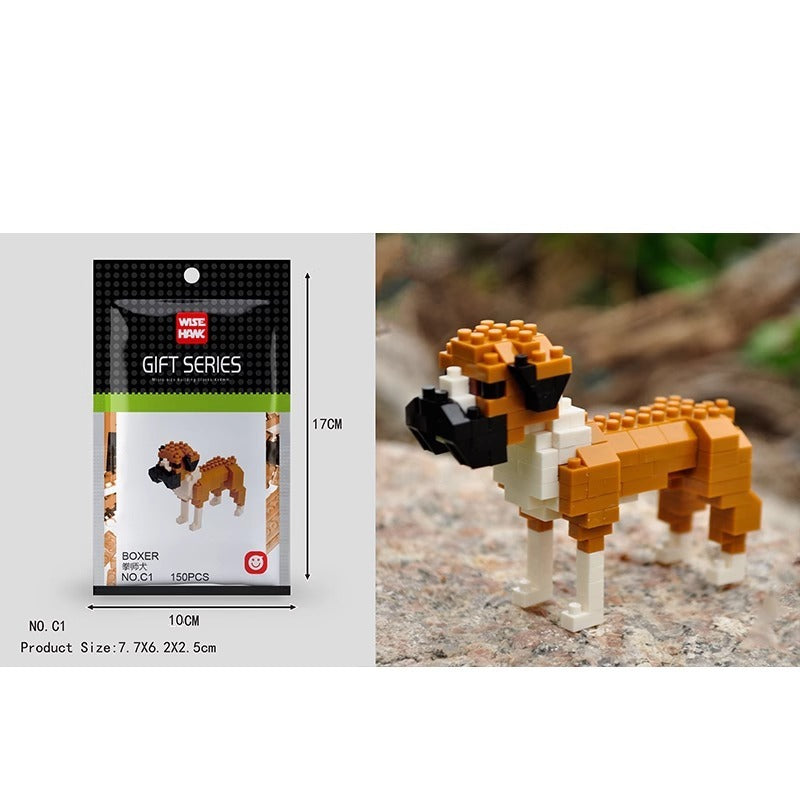 Newly Released at Buy Center: Simple Small Animal Building Block Puzzle Assembly Toy C1 Boxing Dog 150PCs