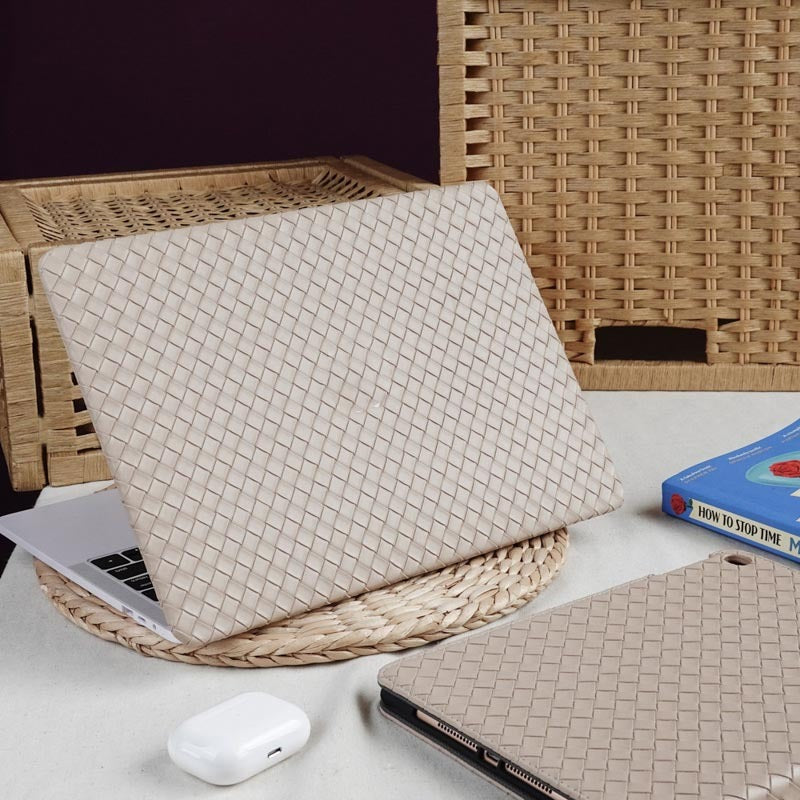 Now Available at Buy Center: Milk Tea Color Leather Woven Computer Case