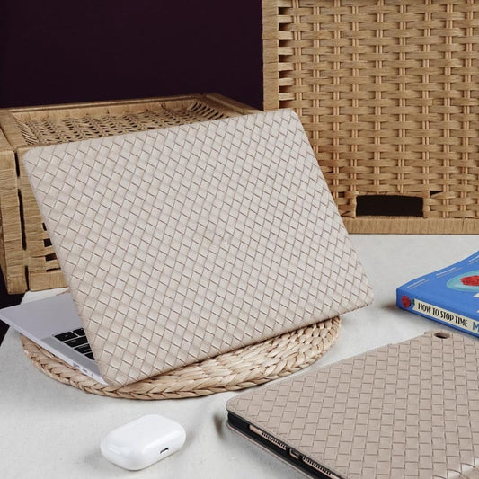 Now Available at Buy Center: Milk Tea Color Leather Woven Computer Case