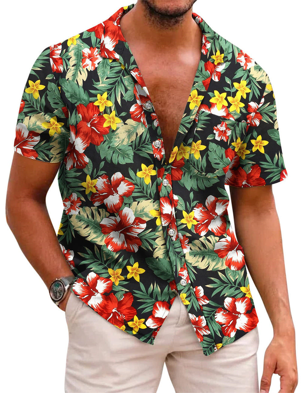 New at Buy Center: Men's Summer Hawaiian Printed Short-sleeved Shirt TMW1957