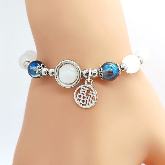 Buy Center Special-Butterfly Ball Bracelet Female Ins Special-interest Design Aquamarine Gray Moonlight Fu Character Bracelet