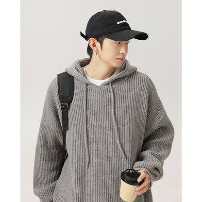 Japanese Loose Solid Color Hooded Sweater Idle Style Adjustable Buy Center