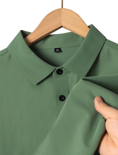 Buy Center Premium-Lapel Loose-fitting Plus Size Half-length Sleeves Men Emerald Green