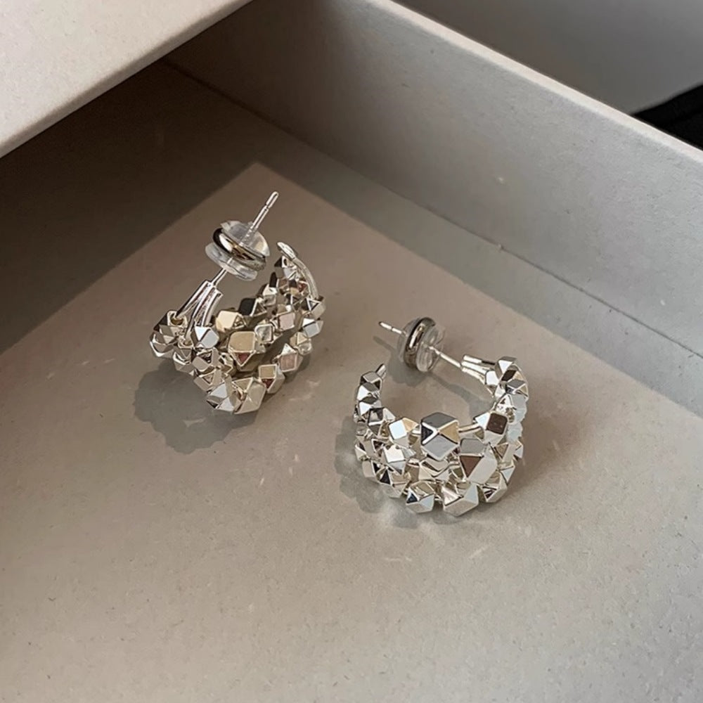 Silver Small Pieces Of Silver Stud Earrings Female Niche Buy Center