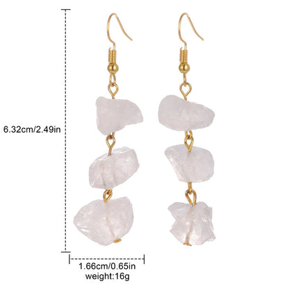 Buy Center Picks-Crystal Earrings With Irregular Raw Stones, Crushed Stones, Tassels, And Long Earrings