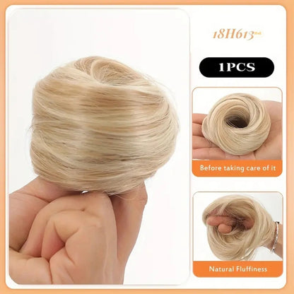 Simulation de boucle de cheveux pour femme avec perruque moelleuse et élastique