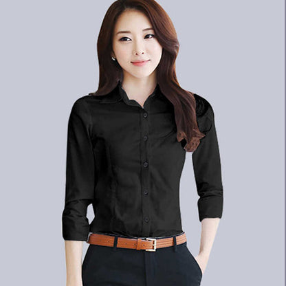 Buy Center Hot Pick-Women's Long Sleeve Slim Fit Slimming Business Shirt Black