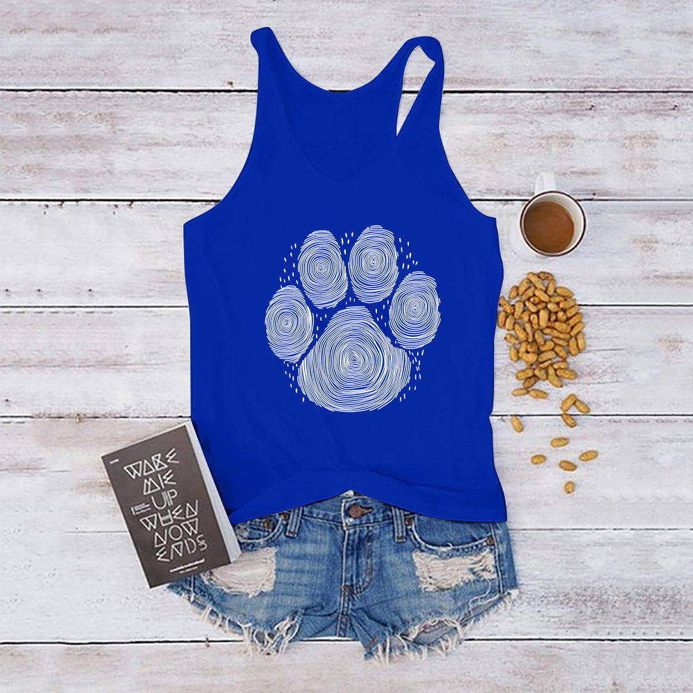 Dog's Paw Cute Foot Print Women's Vest Summer Funny Buy Center