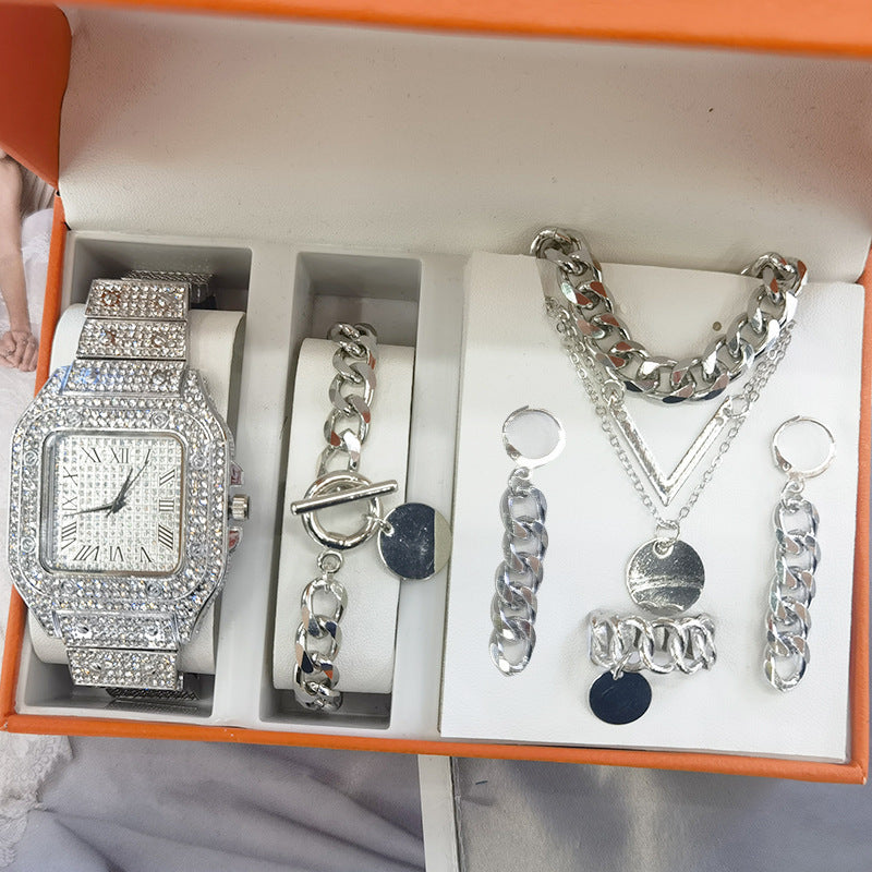 Conjunto de 5 piezas de joyería para mujer, reloj de cuarzo nuevo, regalo, reloj de pulsera