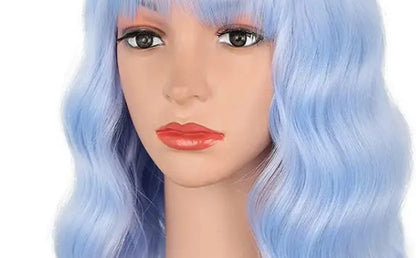 Buy Center Hot Pick-Head Fluffy Chemical Fiber Wig Blue