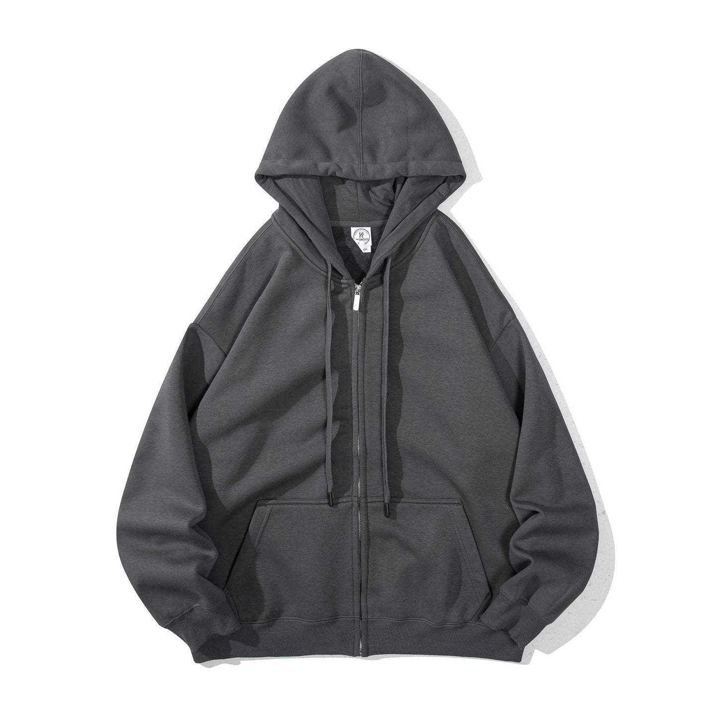 Hot New Items at Buy Center: Soft Zipper Hooded Hooded Cardigan Sweater Men Dark Night Gray