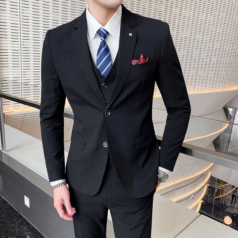 Hot New Items at Buy Center: Casual Single Row Buckle Men's Suit Three-piece Suit SJT118 Black