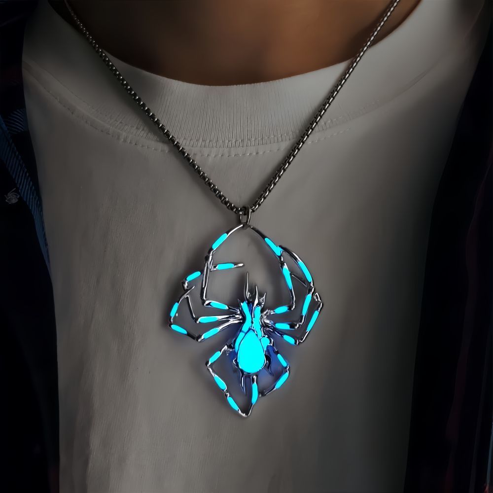 Buy Center Handpicked- Halloween Creative Stereo Luminous Spider Necklace Jewerly Glowing Night Fluorescence Antique Vintage Glow In The Dark For Men Women Gift Party Halloween Day Club