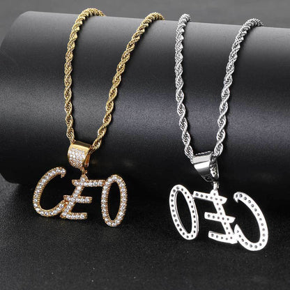 Newly Released at Buy Center: Hip Hop Straw Body Alphanumeric Patchwork DIY Pendant Micro Zirconia Necklace